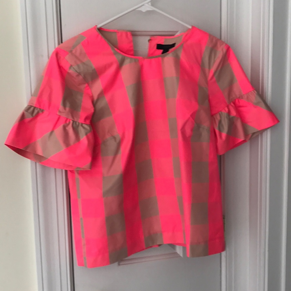 J. Crew Pink and Cream Gingham top!